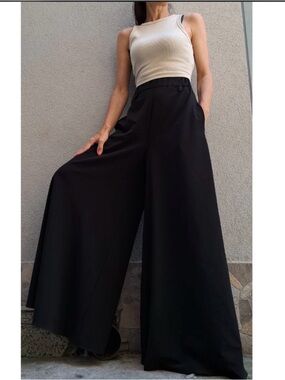 HIGH TECH high-waisted, super wide-leg pleated skirt pants 26x23